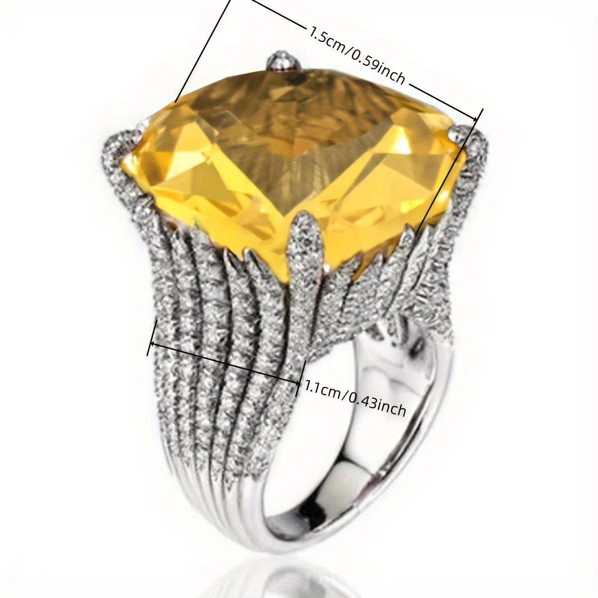 Anillo de compromiso de zirconia cúbica cuadrada para mujeres con configuración de 4 garras para bodas y aniversarios