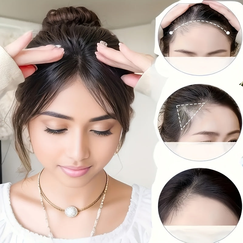 Women Straight Synthetic Wig with Bangs Heat-Resistant Fiber Adjustable Cap