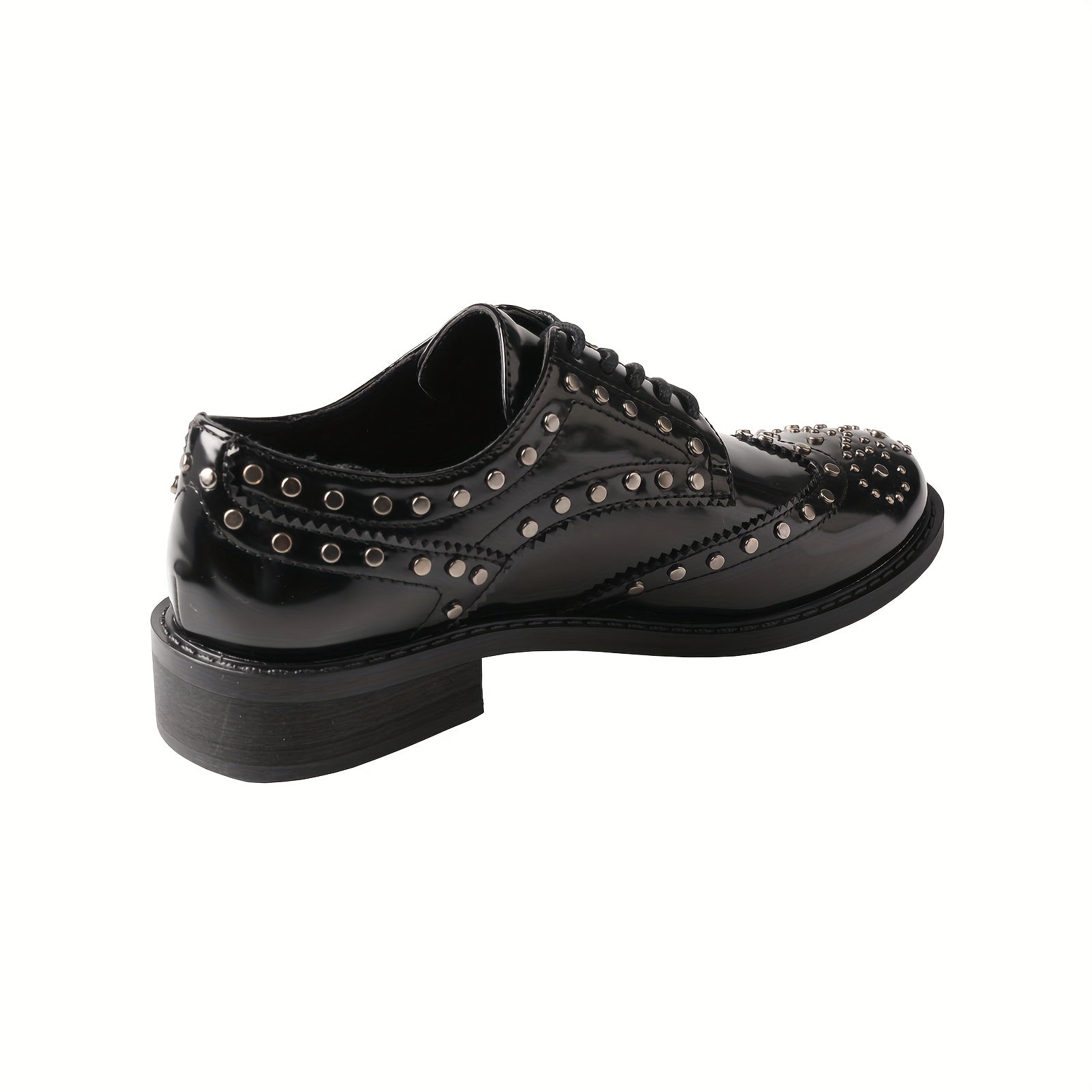 Women's Faux Leather Low Heel Oxford Shoes Black Brogue Flats