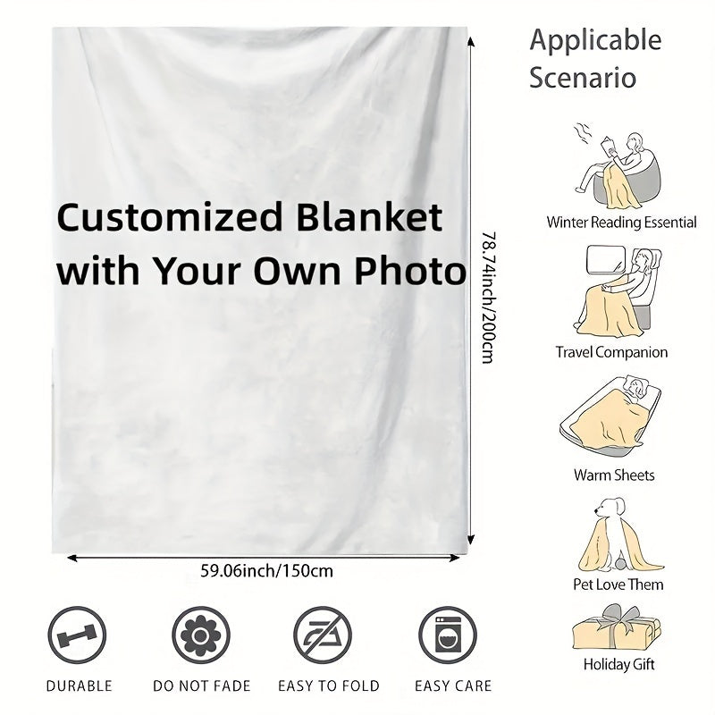 Personalized Flannel Blanket with Photo Custom Throw for Gifting and Cozy Use
