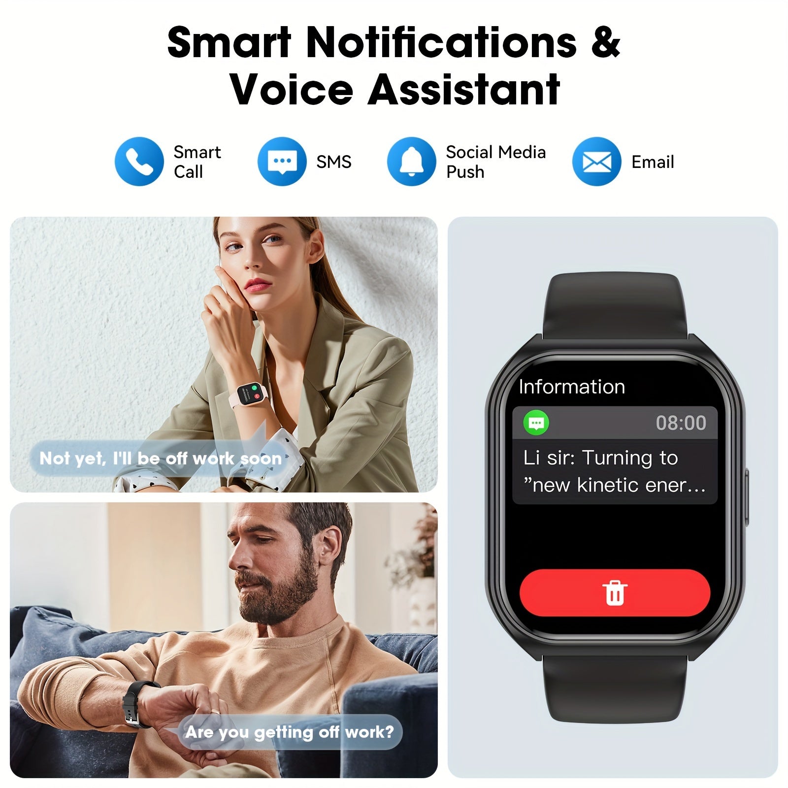 HD 1.83 Inch Touch Screen Smartwatch for Men Women Waterproof IP67 Fitness Tracker with Calls and Sports Modes