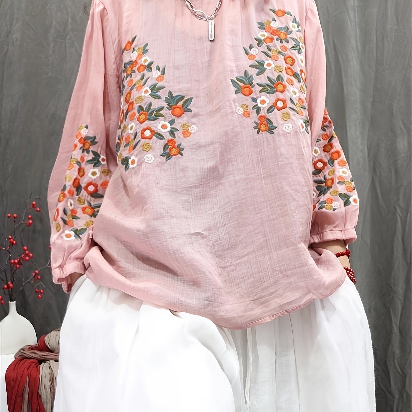 Plus Size Ladies Summer Blouse Elegant Comfortable Floral Plus Size Blouse