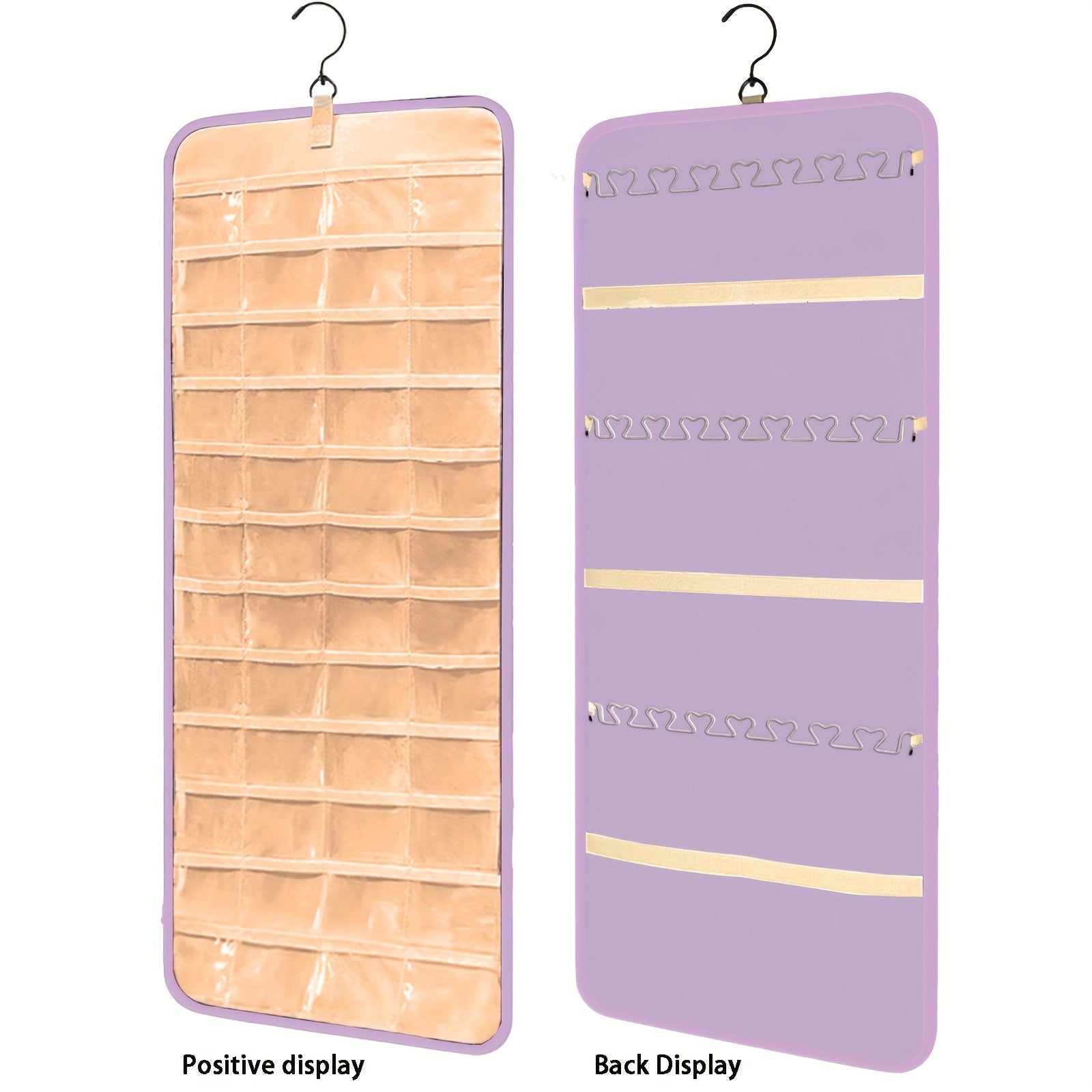 Zargarlik buyumlarini osib qo'yish uchun devorga o'rnatiladigan saqlash tashkilotchisi, uzuklar, marjonlar, marjonlar va sayohat uchun rulon bilan