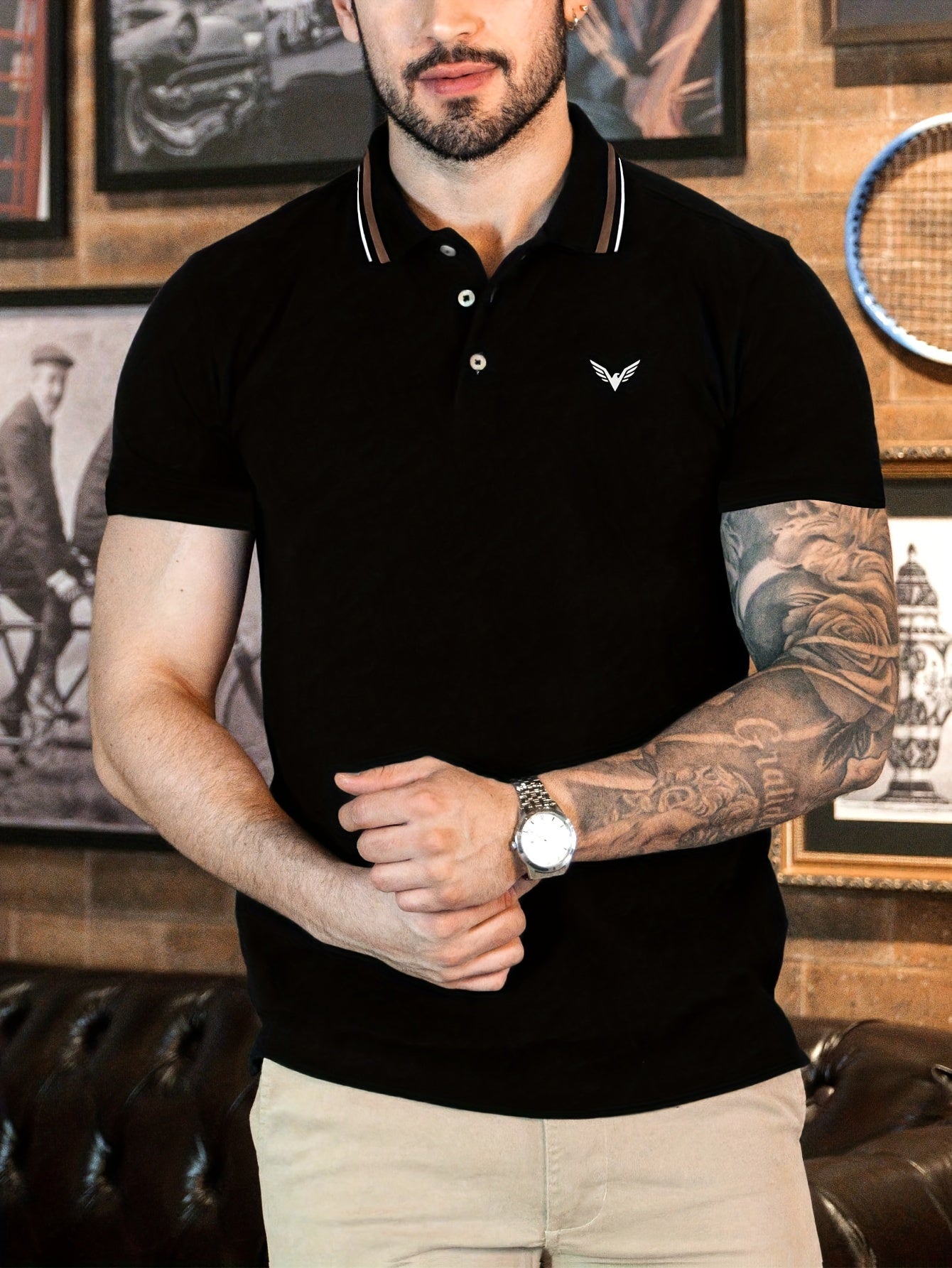 Men's Polyester Bird Graphic Print Golf T-Shirt Summer Casual Short Sleeve