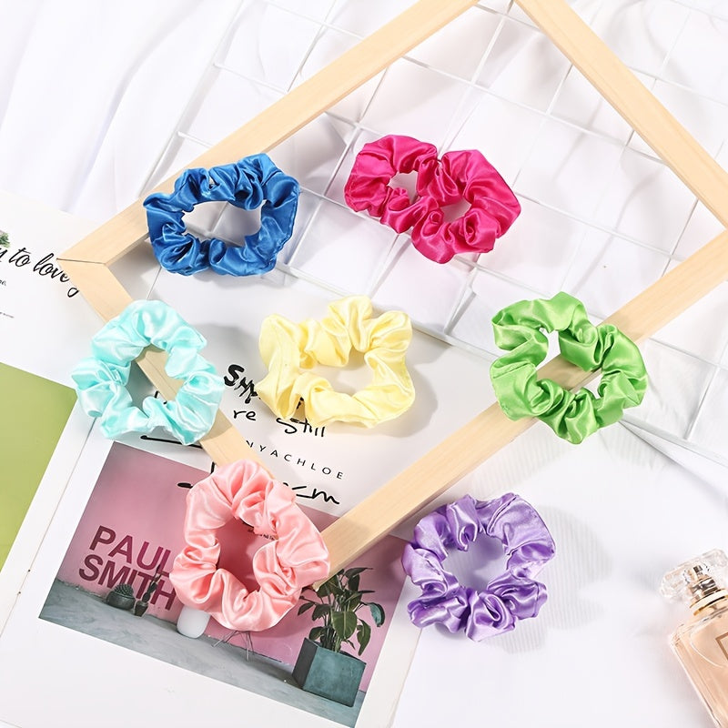 Set of 60 Satin Scrunchies for Women Hair Styling Solid Colors