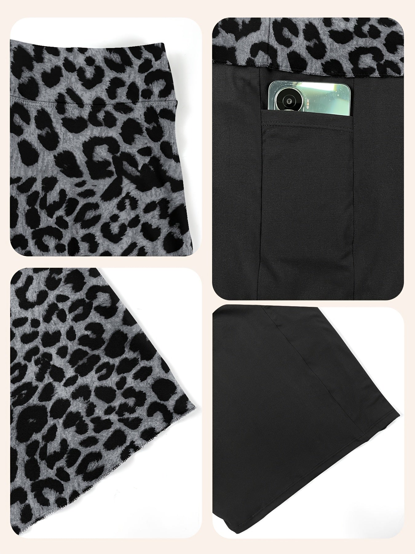 Women's Plus Size Leopard Print High-Waist Skort with Pockets for Tennis Casual Wear