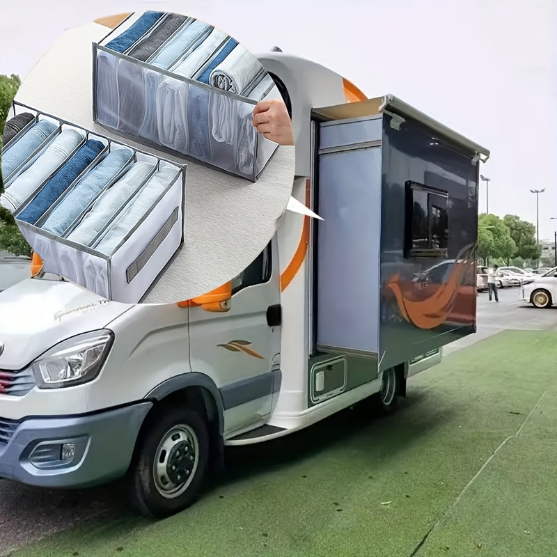 7-Grid Wardrobe Clothes Organizer with Handle for Folded Clothes and Car Storage