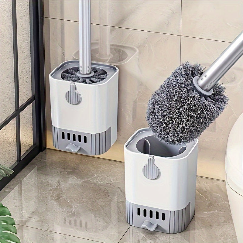 Wall-Mounted Toilet Brush Set with Long Handle Soft Bristle Cleaning Tool