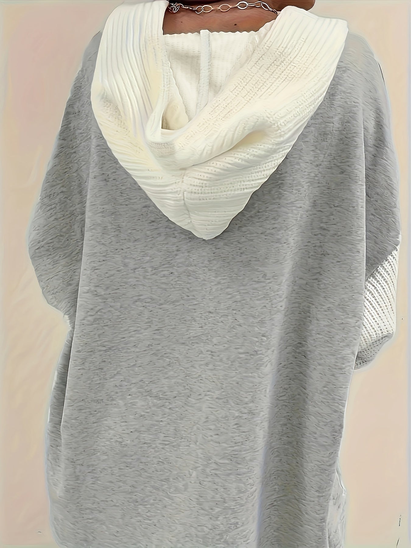 Plus Size Knit Hoodie With Front Pocket Long Sleeve Casual Sweatshirt