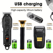 Набор ножниц для стрижки мужских волос, триммер для бороды, триммер для носа, бритва, барбер-кит