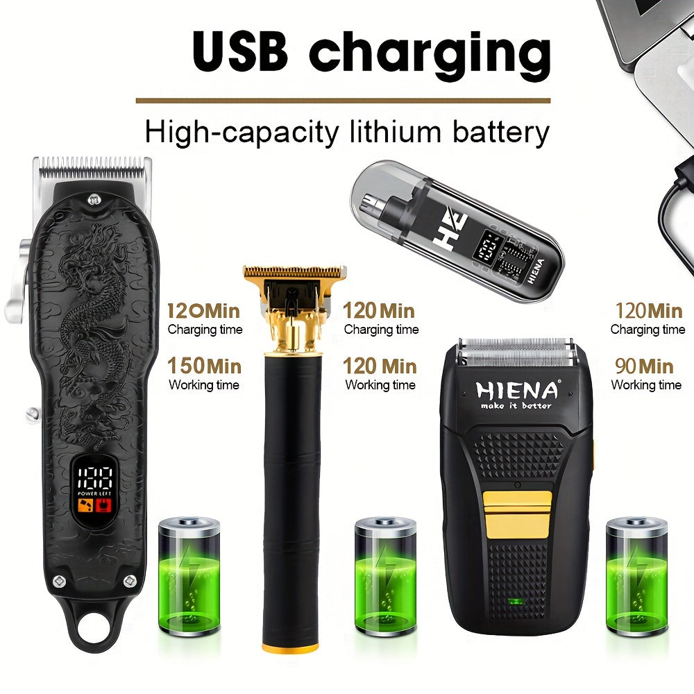 Набор ножниц для стрижки мужских волос, триммер для бороды, триммер для носа, бритва, барбер-кит