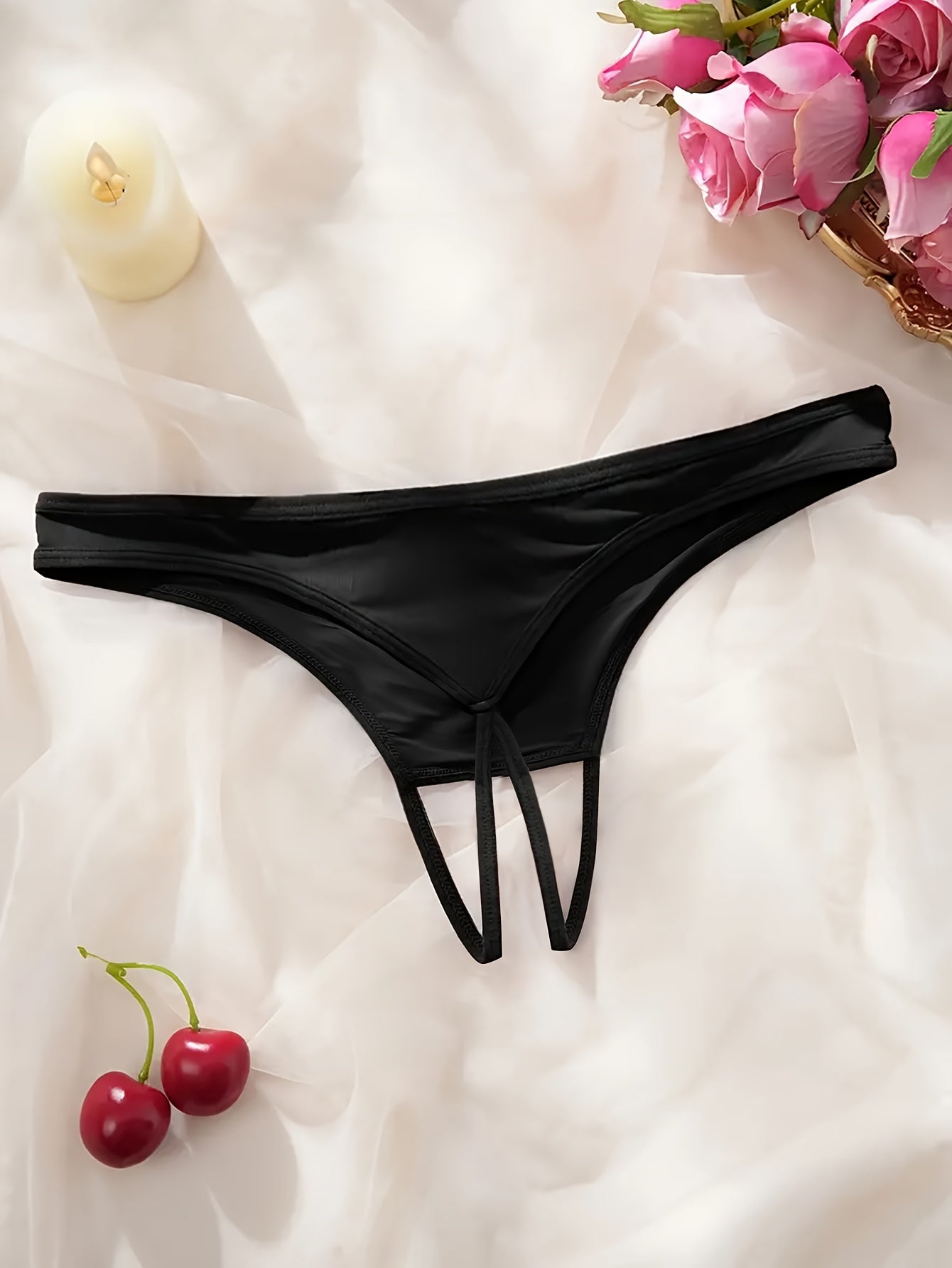 Ayollar uchun qora tikanli past belbog‘li tanga ichki kiyimlar, nafas oladigan polyester, elastik