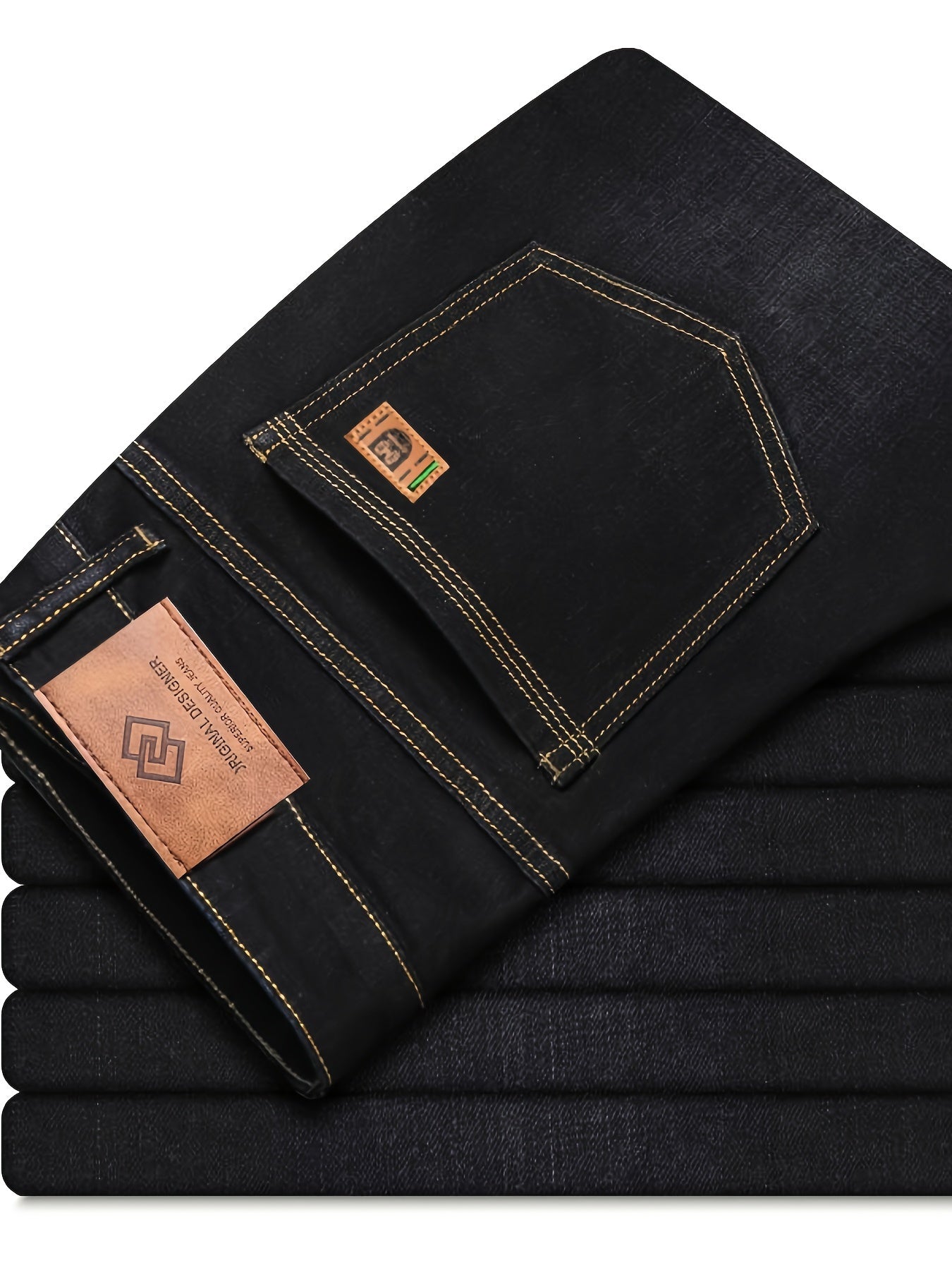 Men's Regular Fit Denim Jeans for Daily Wear All-Season Solid Color
