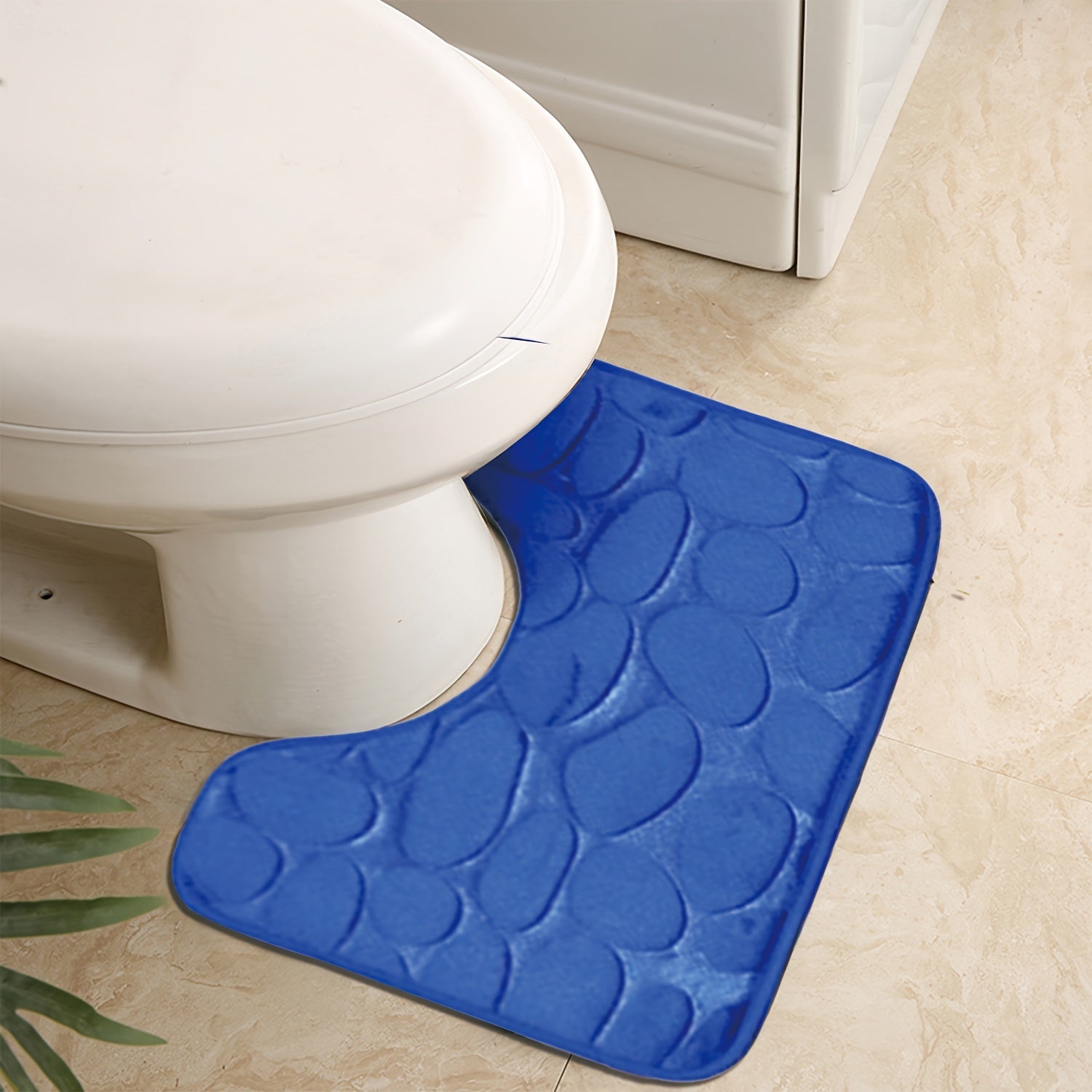 Set of 3 Plush Water-Absorbent Bath Mats with Non-Slip Rugs and Floral Design