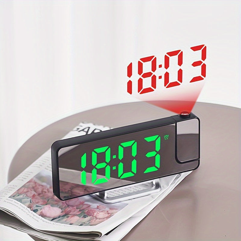 Digital Alarm Clock with Projection and Temperature Display USB Powered Plastic Frame