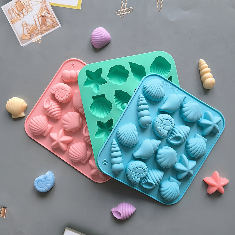 Silicone Mold for Candy Chocolate Ice Conch and Starfish Shapes 12 Cavity Baking Kitchen Crafts