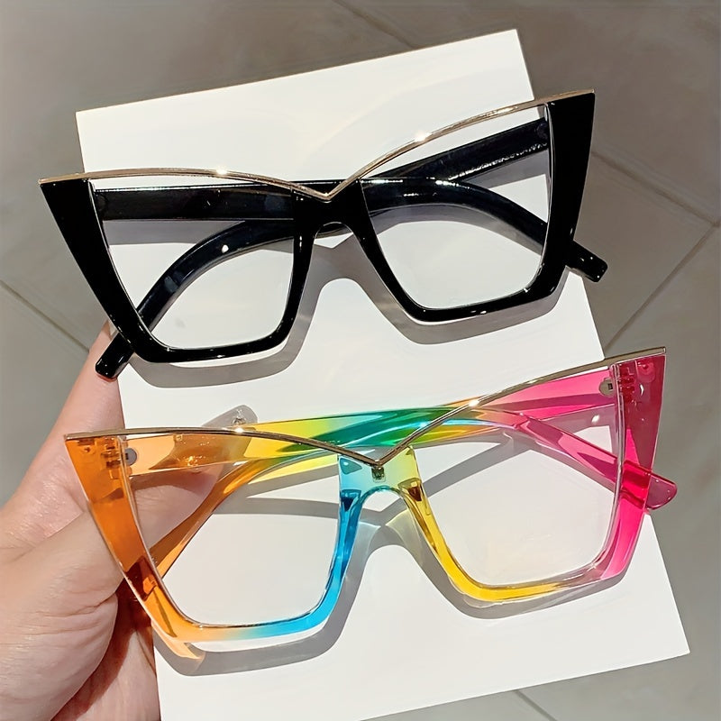 Ayollar uchun Kattalar uchun katta ramkali shaffof, retseptsiz, metall ko'zoynaklar, kundalik kiyish uchun