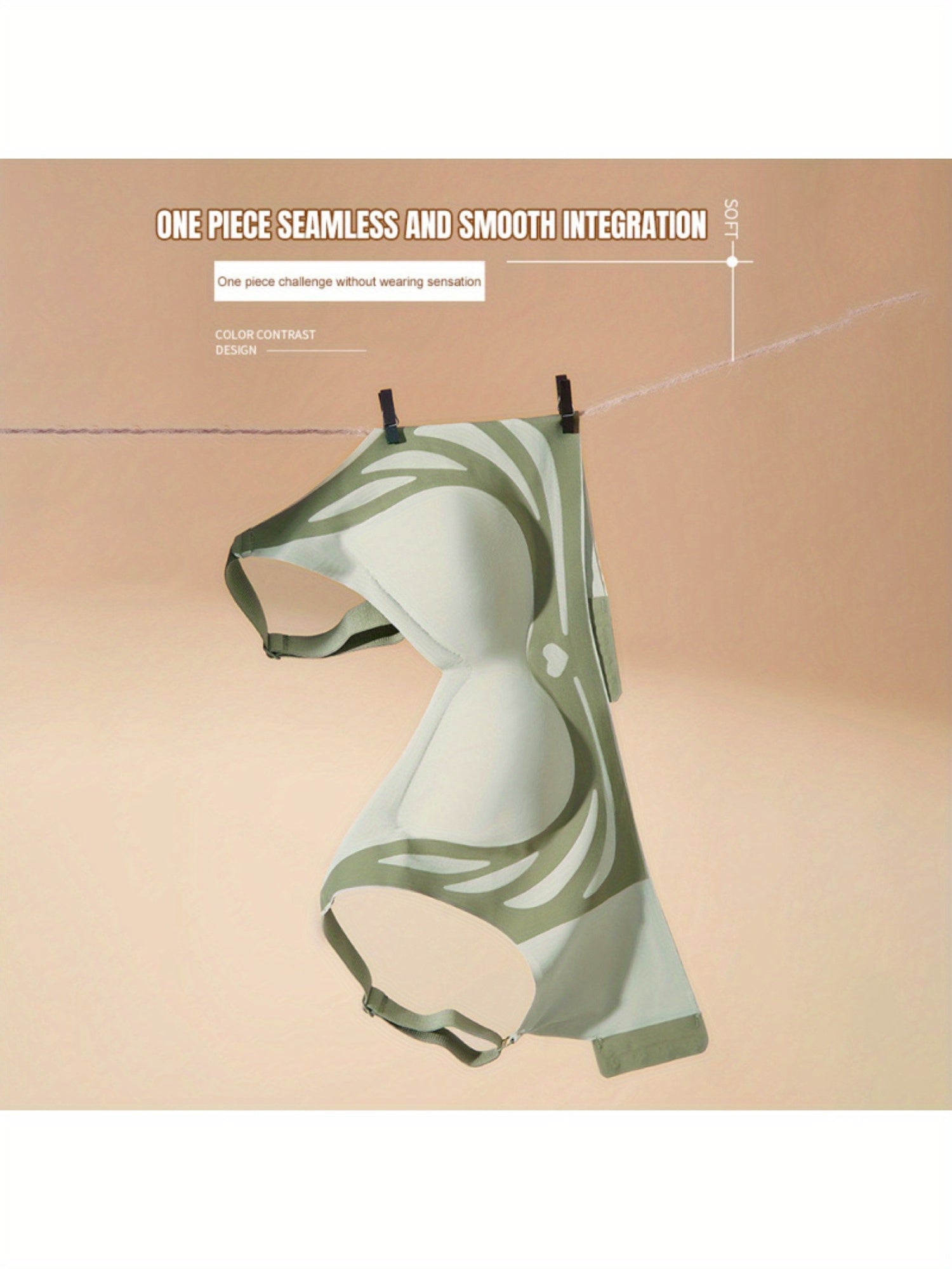 Women's Seamless Geometric Pattern Bra Set with Adjustable Straps Removable Pads