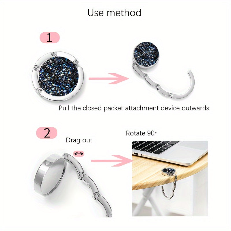 Elegant Rhinestone Handbag with Foldable Design and Portable Hook for Parties and Work