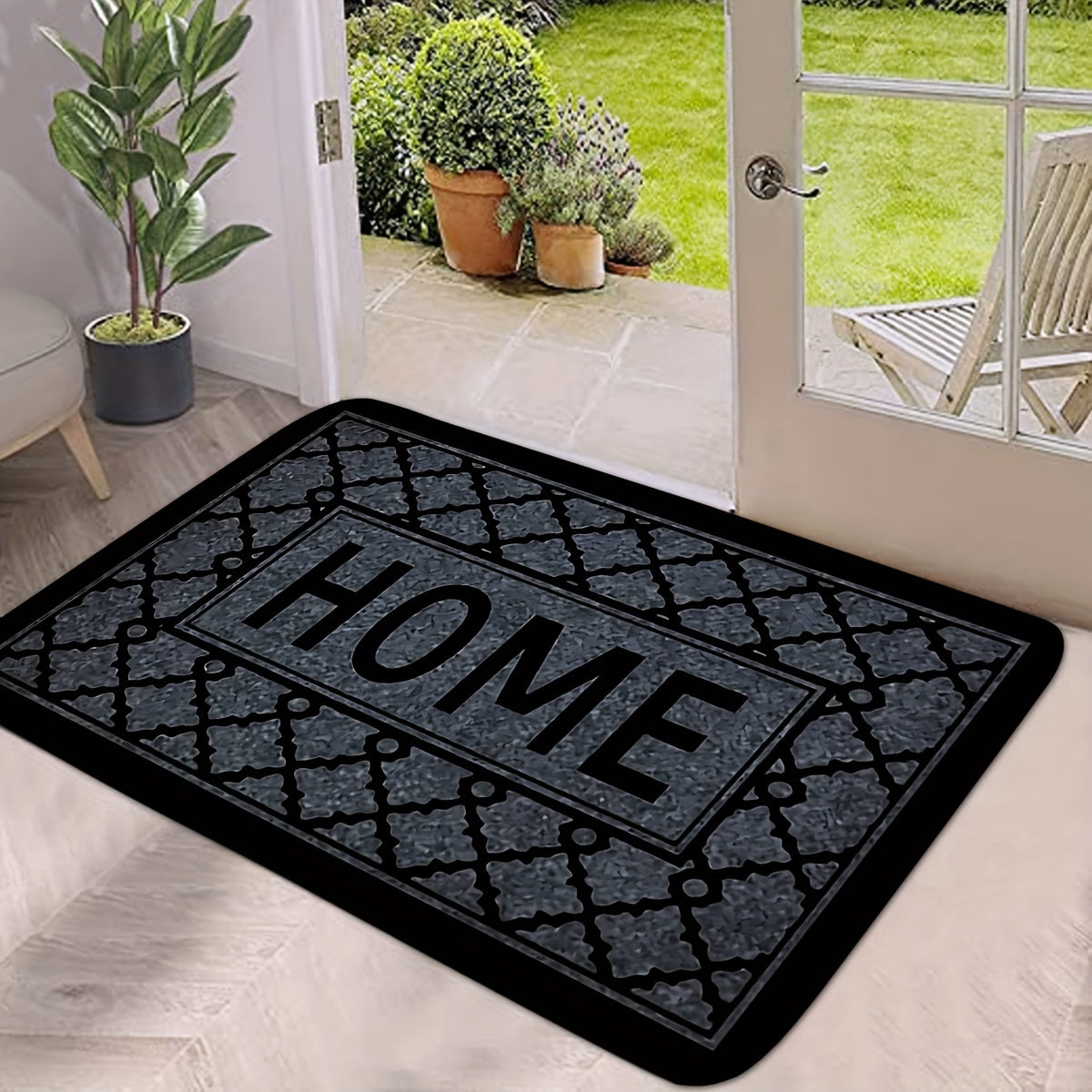 Black Foam Kitchen Floor Mat Non-Slip Soft Flannel Bathroom Indoor Rug