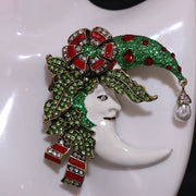 Moon Enamel Brooch for Women Irregular Shape Elegant Jewelry