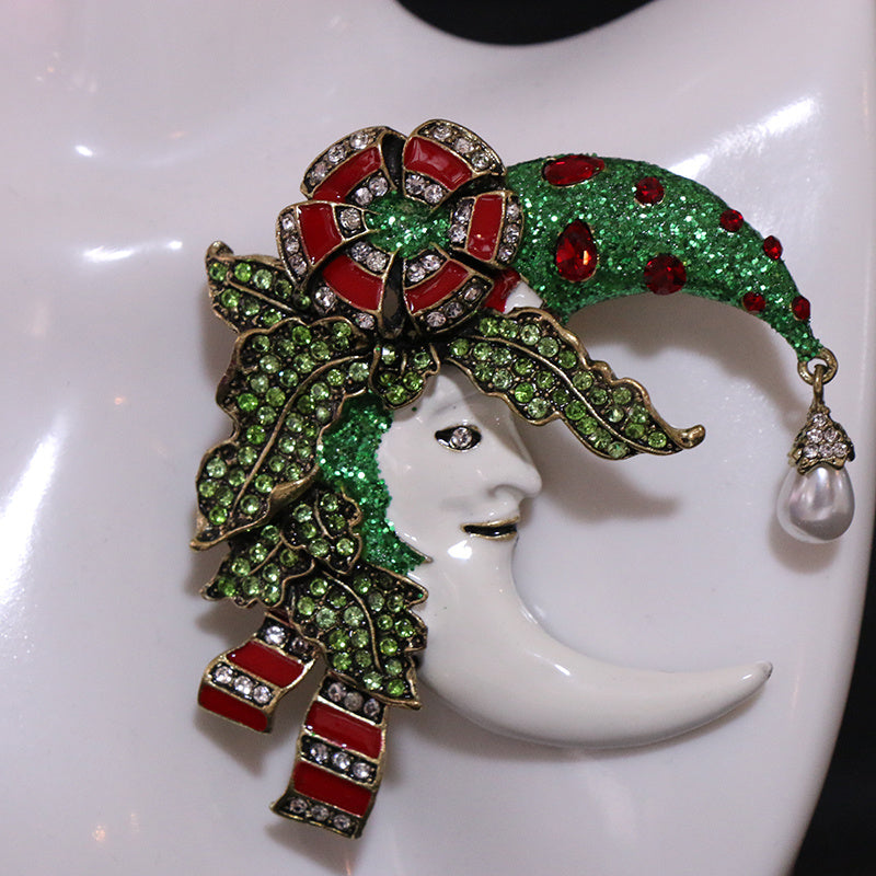 Moon Enamel Brooch for Women Irregular Shape Elegant Jewelry