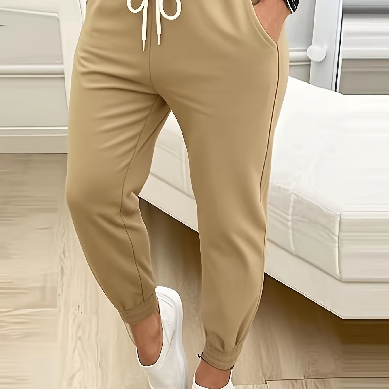 Plus Size Women's High-Elasticity Solid Color Capri Pants with Drawstring Waist