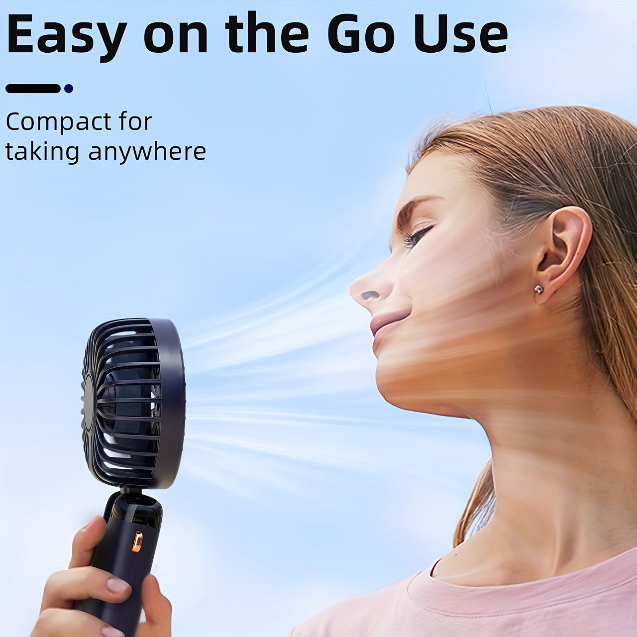 Portable Handheld Fan with LED Display Rechargeable Quiet USB Mini Fan for Indoor Outdoor Use