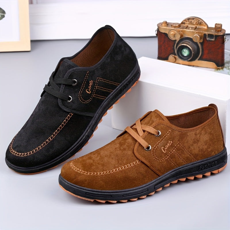 Men's Canvas Slip-On Sneakers with Rubber Sole for Casual Outdoor Activities