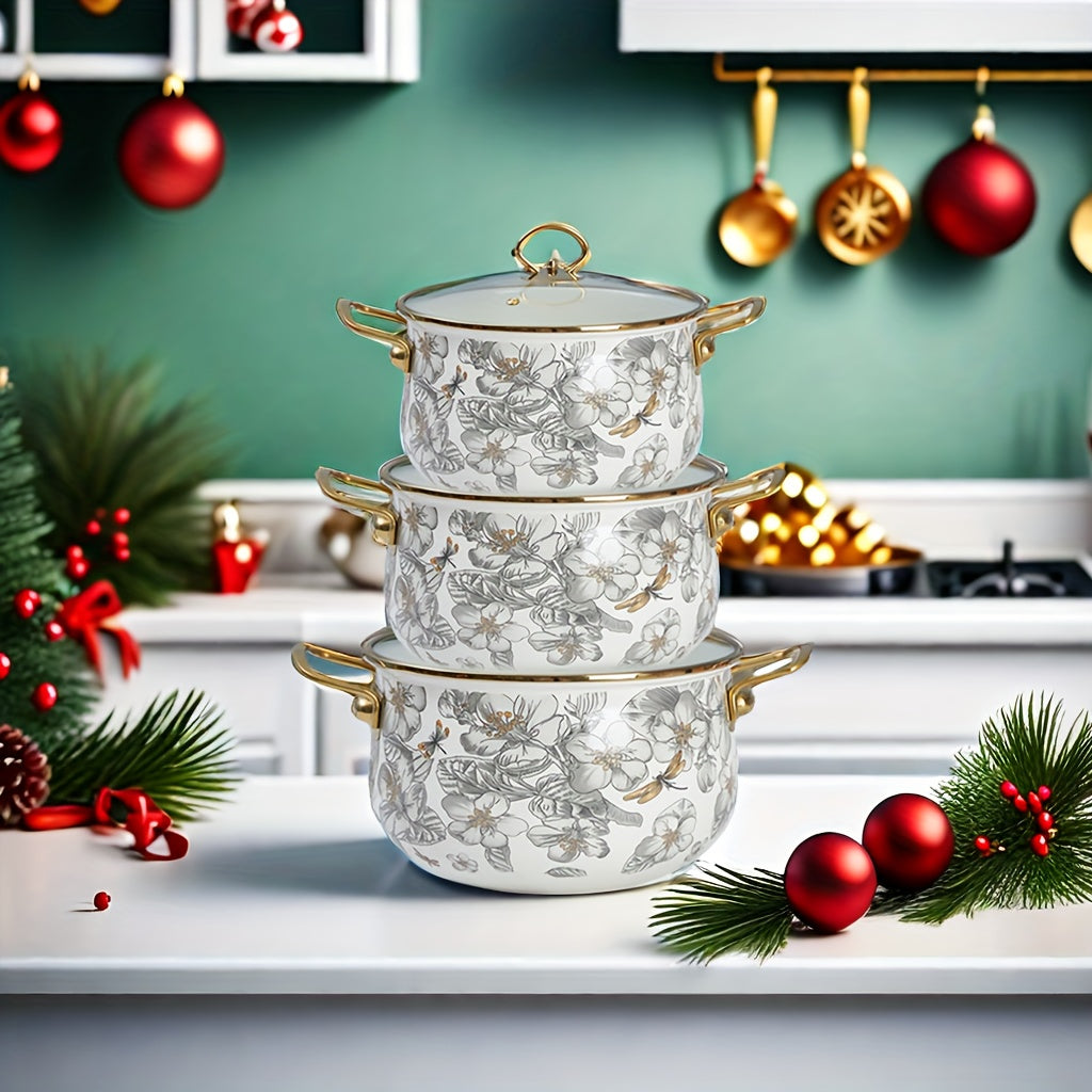 Enamel Cooking Pot for Soup and Stew Non-Stick Easy to Clean Versatile Kitchen Use