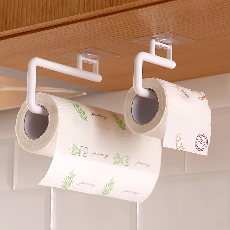 Wall Mounted Kitchen Organizer No-Drill Paper Towel and Wrap Holder Compact Storage