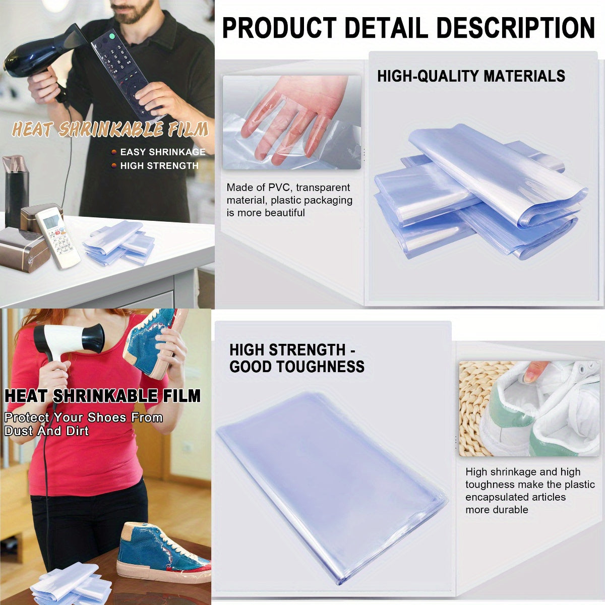 50 Pcs Transparent Waterproof PVC Sneaker Protector Bags, Shoe Wraps