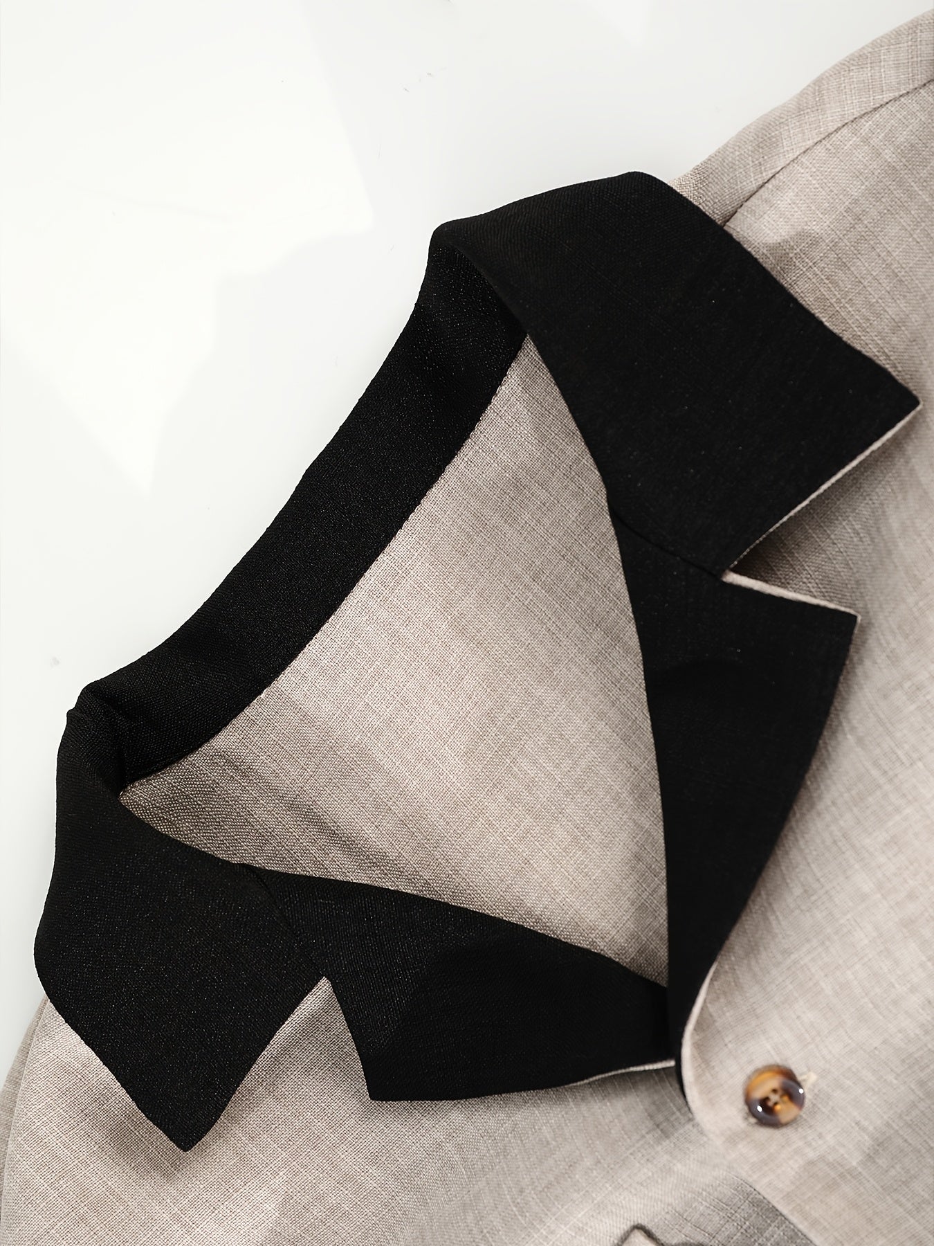 Men's Plus Size Olive Green Blazer Set Polyester Casual Button-Up Jacket with Pockets and Black Pants for Spring and Autumn