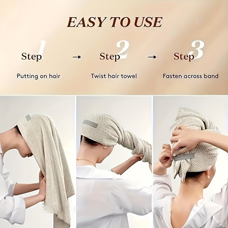 Microfiber Hair Towel Wrap for Women Elastic Band Quick Dry Curly Thick Hair