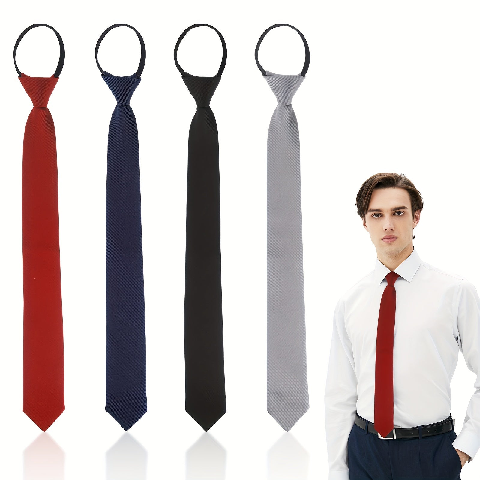 Set of 4 Men's Pre-tied Neckties for Business Attire