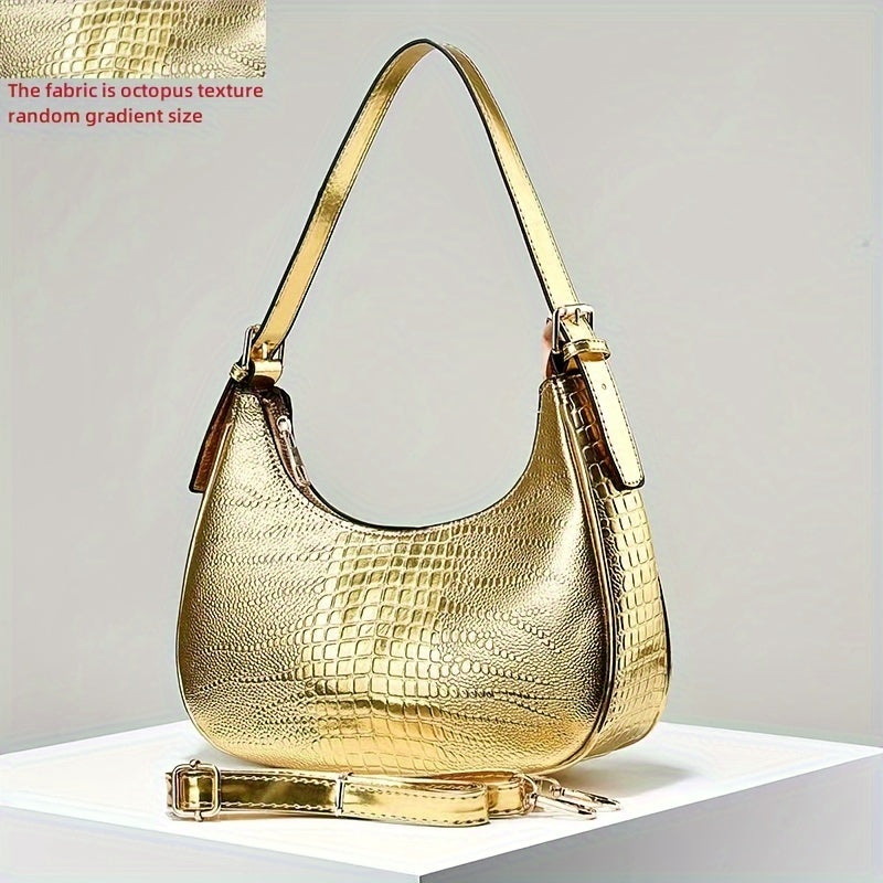 Women's Crossbody Bag with Crocodile Pattern Embossed PU Leather