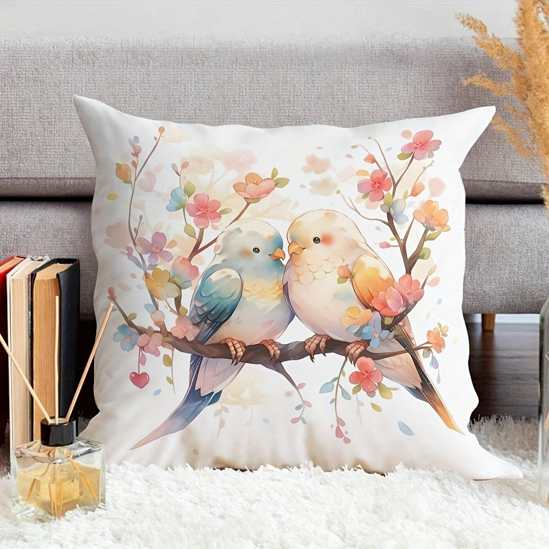 Bird Print Polyester Pillowcase for Teens and Adults Soft Breathable Machine Washable Decorative Throw Cover