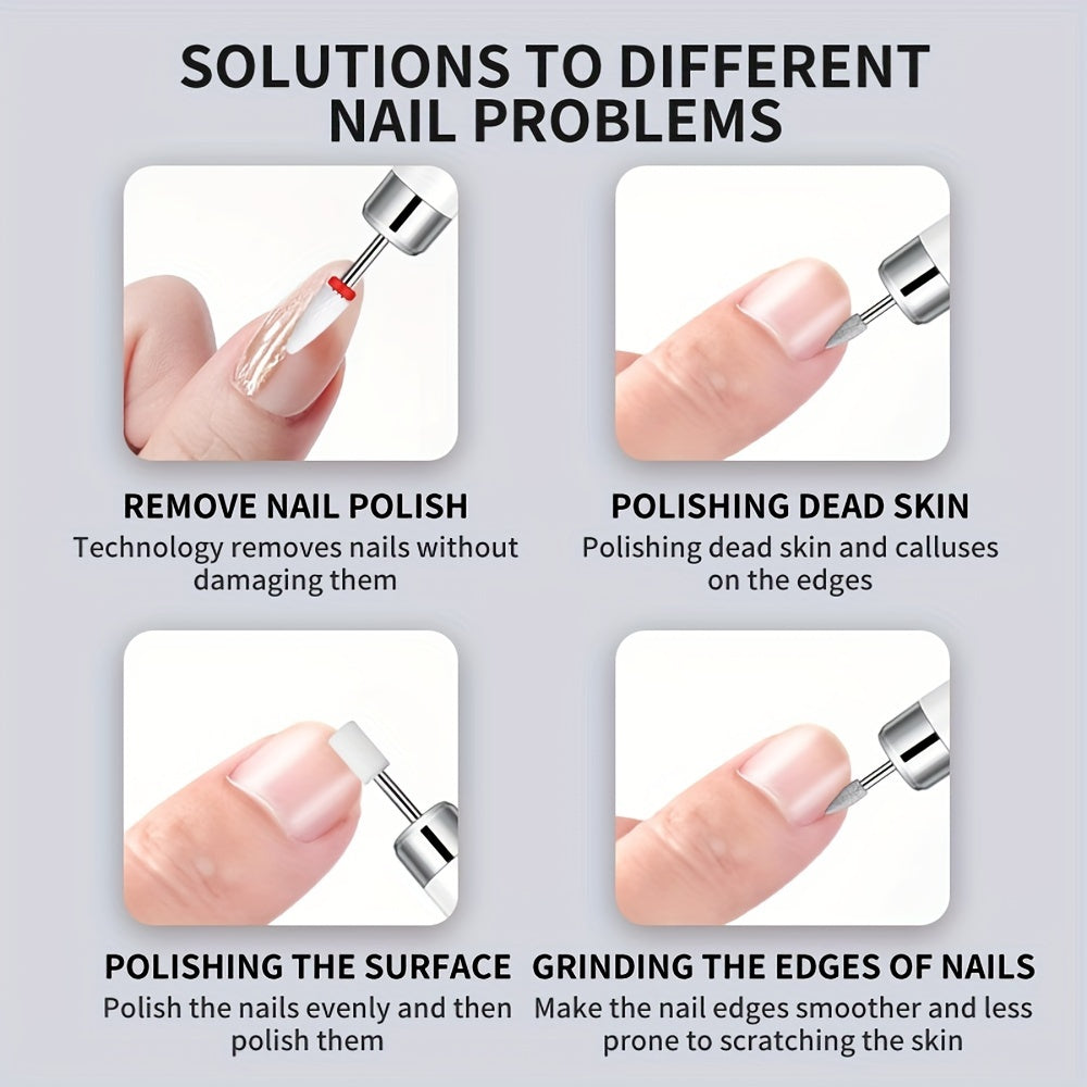 USB Rechargeable Electric Nail Drill for Manicures and Pedicures at Home or Salon