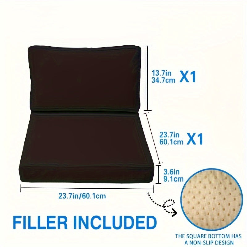Waterproof Deep Seat Cushion with Zippered Backrest 60.96x60.96x10.16 cm Indoor Outdoor