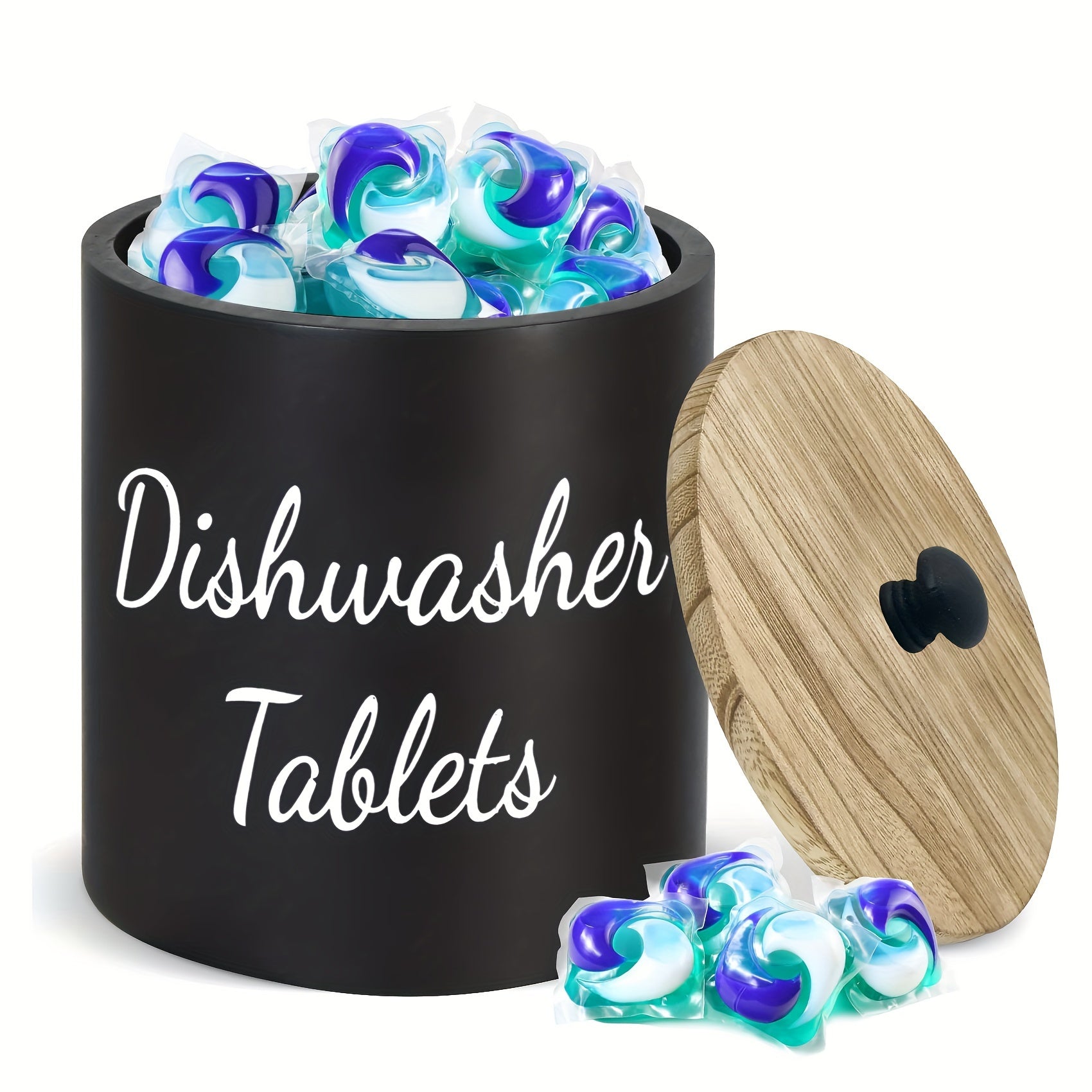 Rustic Dishwasher Pod Holder Round Container for Kitchen Laundry Bathroom Storage