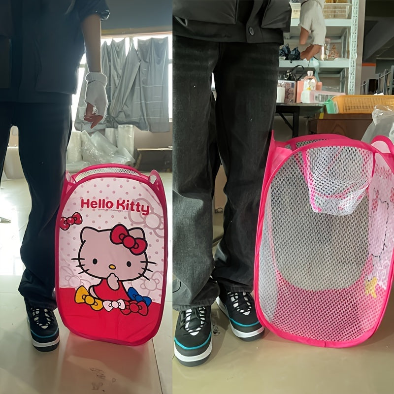Kawaii Hello Kitty Kuromi Storage Bag Foldable Organizer for Clothes Laundry