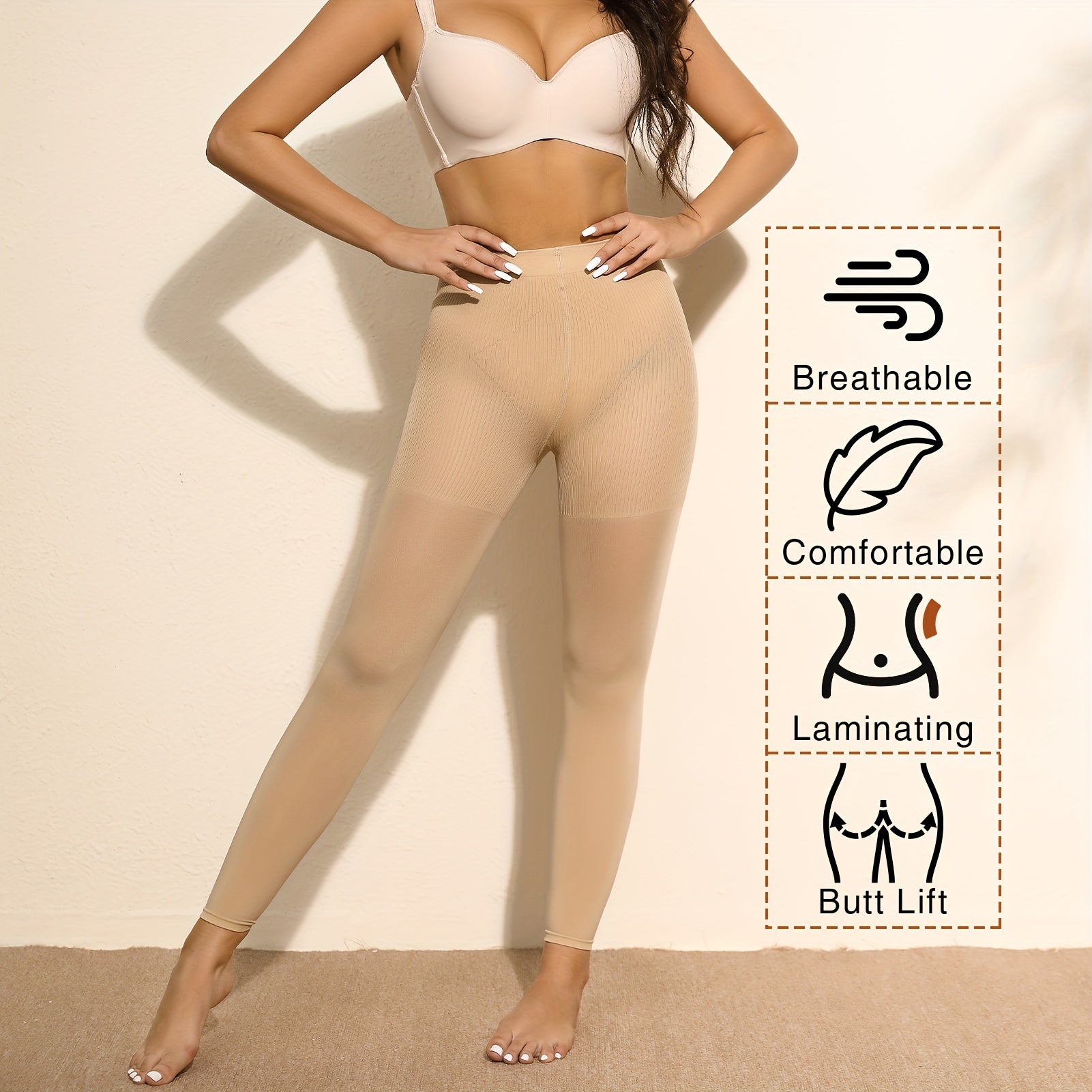 Graduated Compression Tights for Women and Men 15-20 mmHg High Waist Butt Lift Waist Control Nylon Spandex