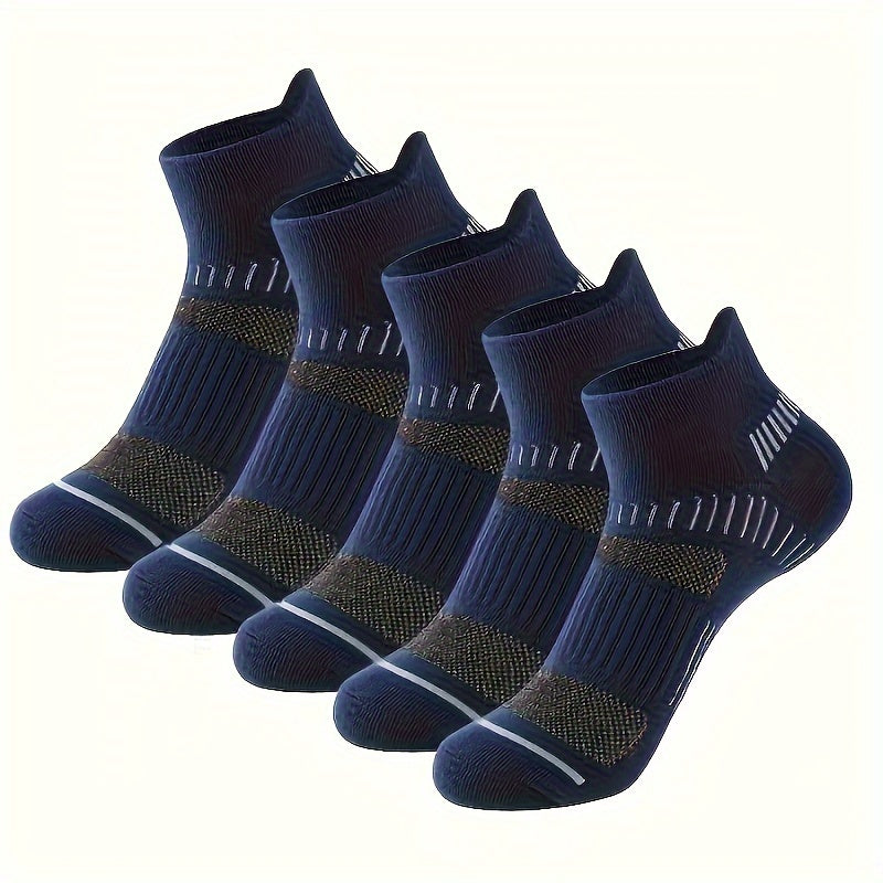 Men's Breathable Striped Ankle Socks 5 Pairs Fall Casual Hosiery