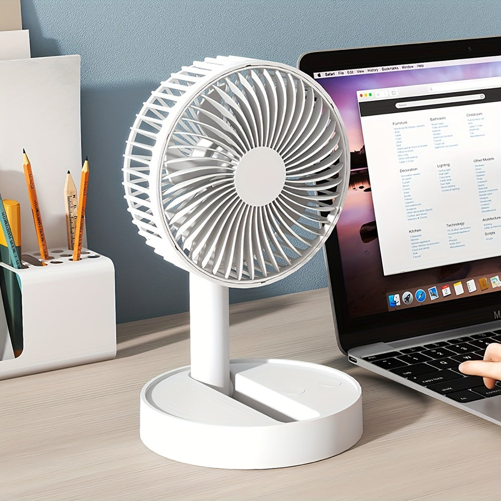 20.32cm Portable Folding USB Desk Fan with Rechargeable Battery, 4 Speeds, Adjustable Height