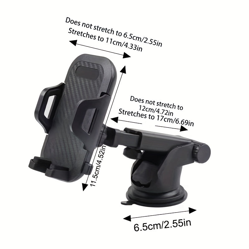 Car Phone Holder With Suction Cup, Adjustable, Universal Fit