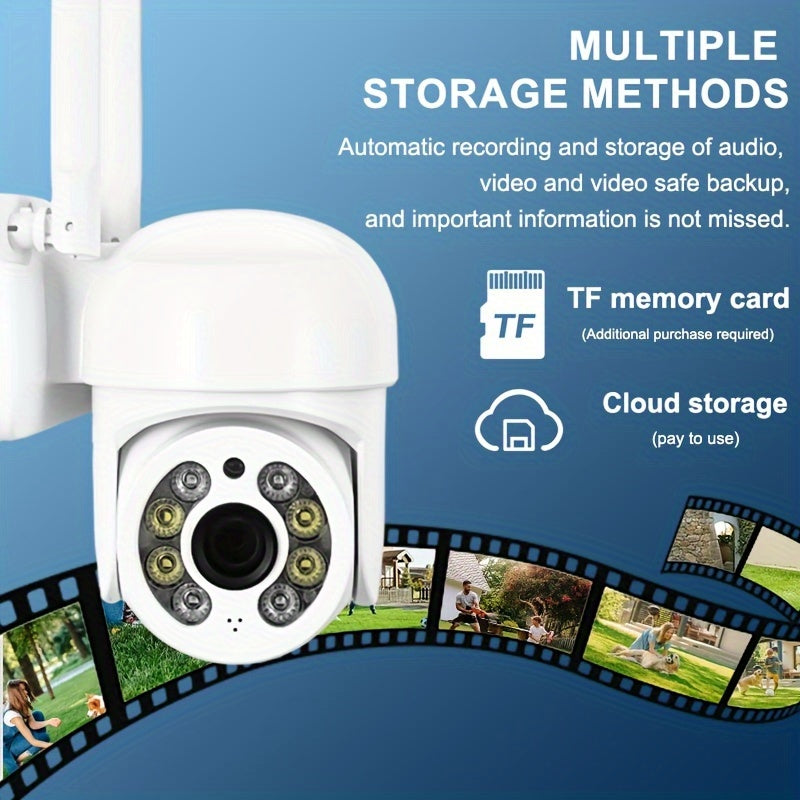 Oimlyo 1080P HD Уличная Камера Безопасности - С WiFi Подключением, Ночной Вид, Полноцветная Запись Днем и Ночью, Управление через Приложение, Водонепроницаемый Панорамный/Наклонный Дизайн, ИИ Обнаружение Человека, Двусторонний Аудио, и Опция USB Питания.