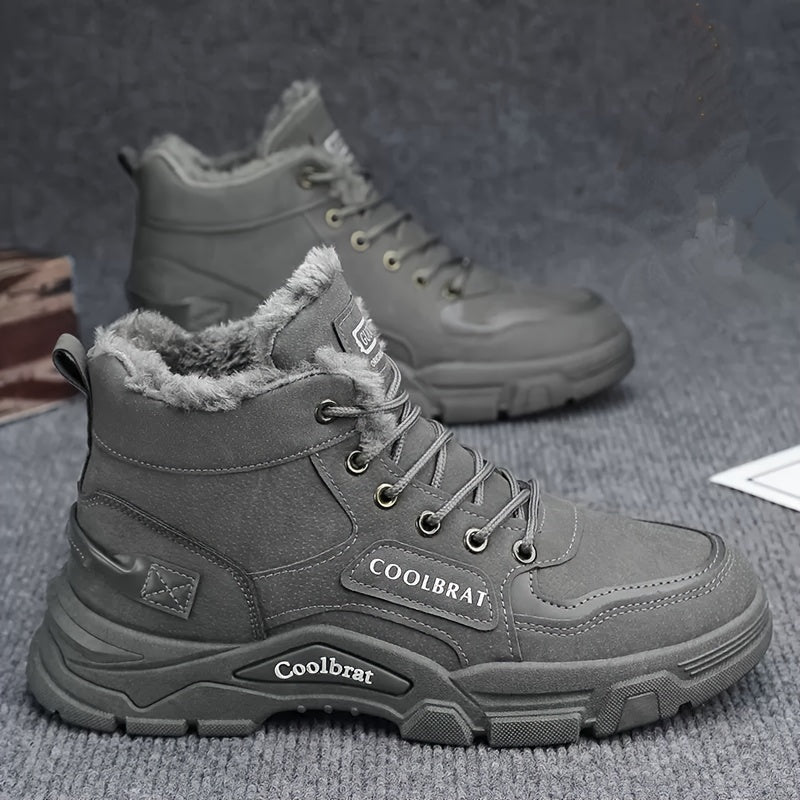 Men's Beige High-Top Work Boots Non-Slip Durable Casual Hiking PVC Sole