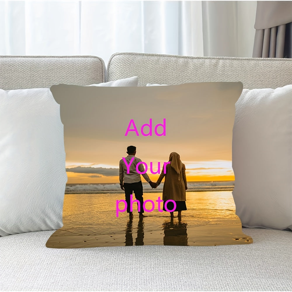 Personalized Photo Pillow Cover for Couples, Parents, Friends, Pets 45.72cm Linen Double-Sided