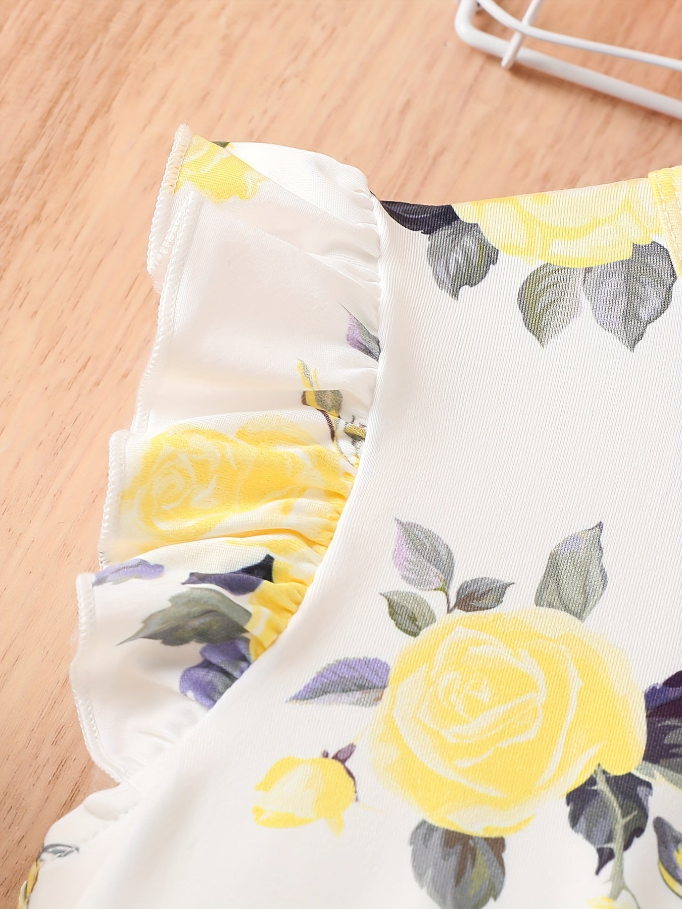 Girls Summer Floral Dress with Spaghetti Straps and Bow Detail