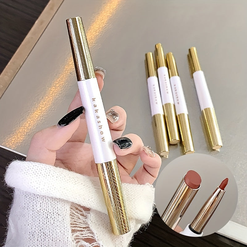 Mujeres lápiz labial de doble extremo de larga duración y antiadherente, resistente al agua